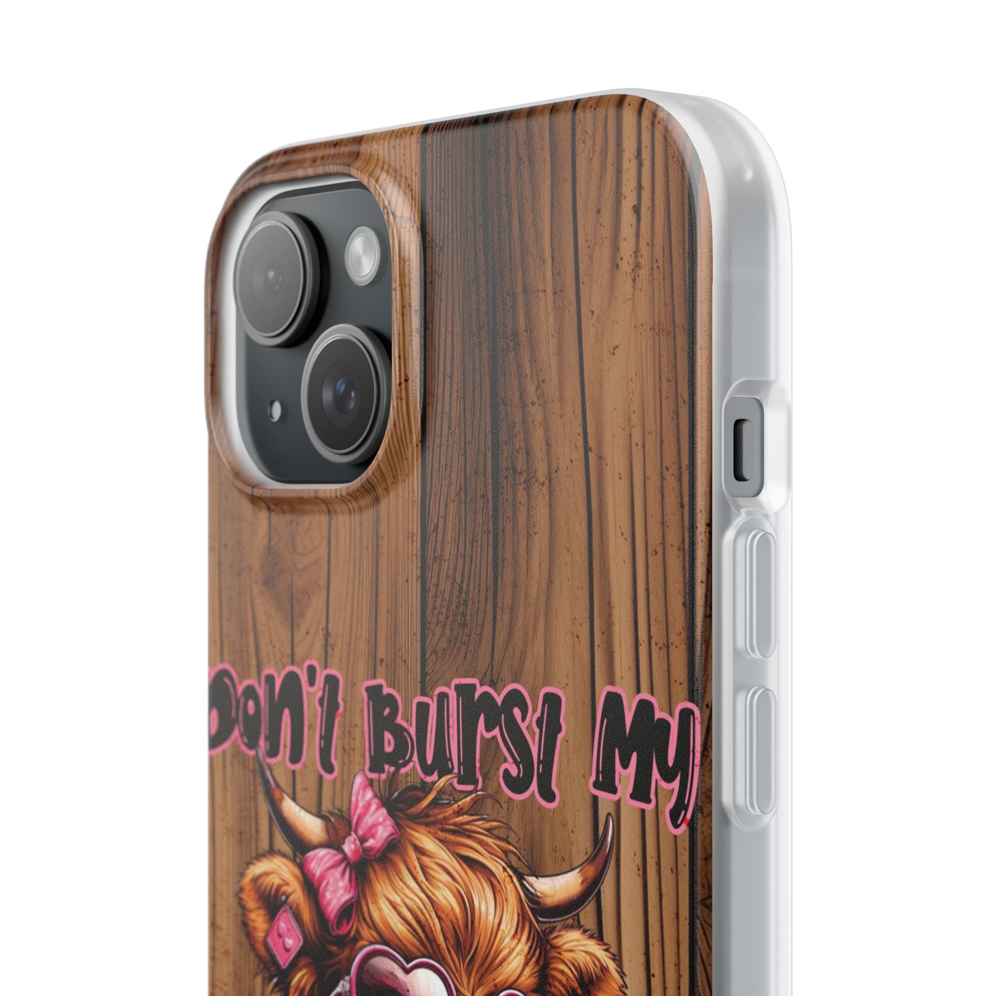 Phone Case — "Don't Burst My Bubble Hair" Cute Cow Bubblegum Design