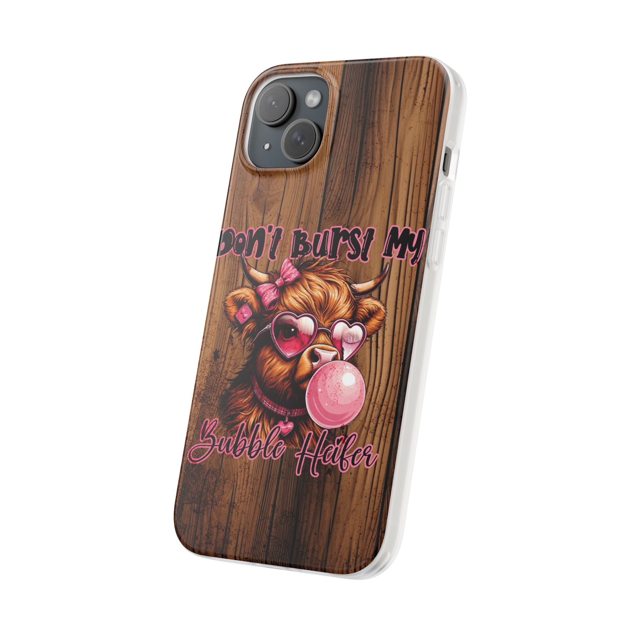 Phone Case — "Don't Burst My Bubble Hair" Cute Cow Bubblegum Design