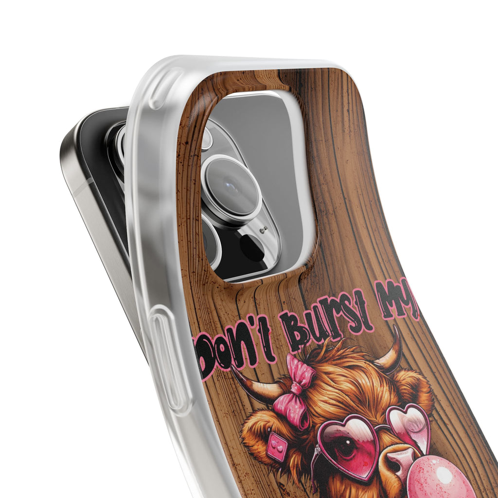 Phone Case — "Don't Burst My Bubble Hair" Cute Cow Bubblegum Design