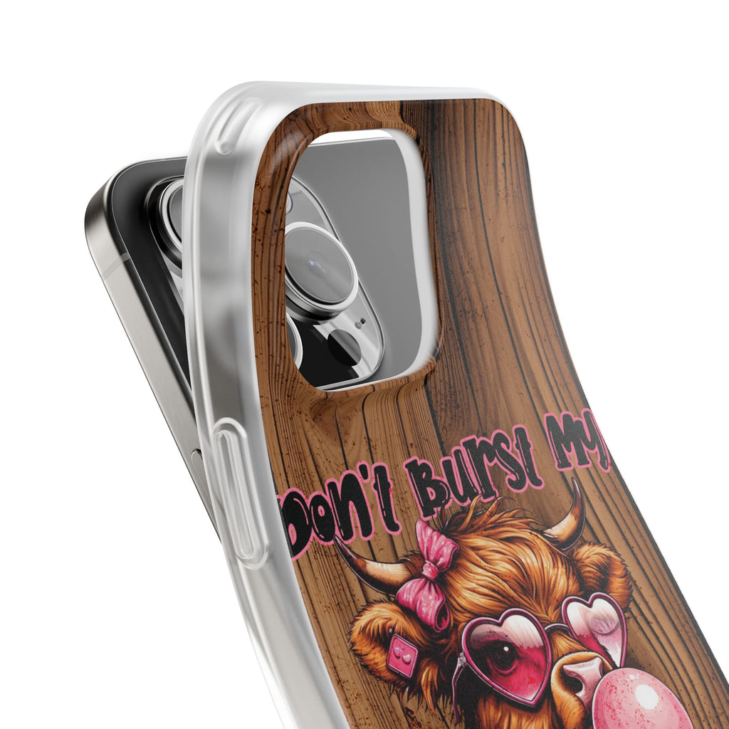 Phone Case — "Don't Burst My Bubble Hair" Cute Cow Bubblegum Design