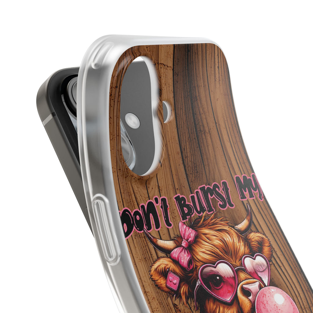 Phone Case — "Don't Burst My Bubble Hair" Cute Cow Bubblegum Design