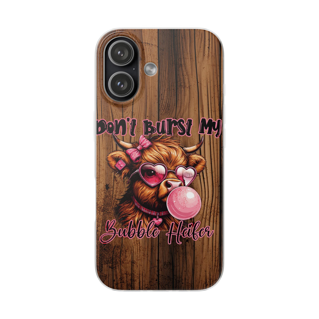 Phone Case — "Don't Burst My Bubble Hair" Cute Cow Bubblegum Design