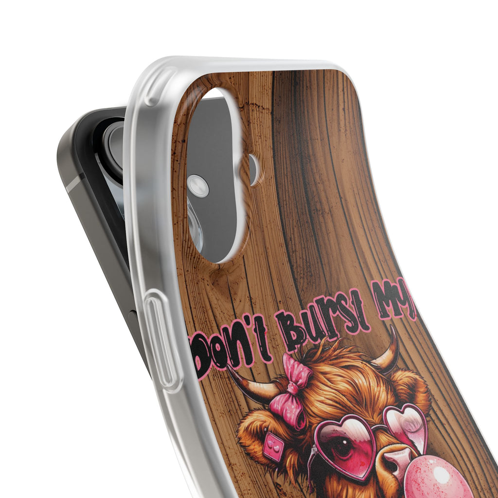 Phone Case — "Don't Burst My Bubble Hair" Cute Cow Bubblegum Design