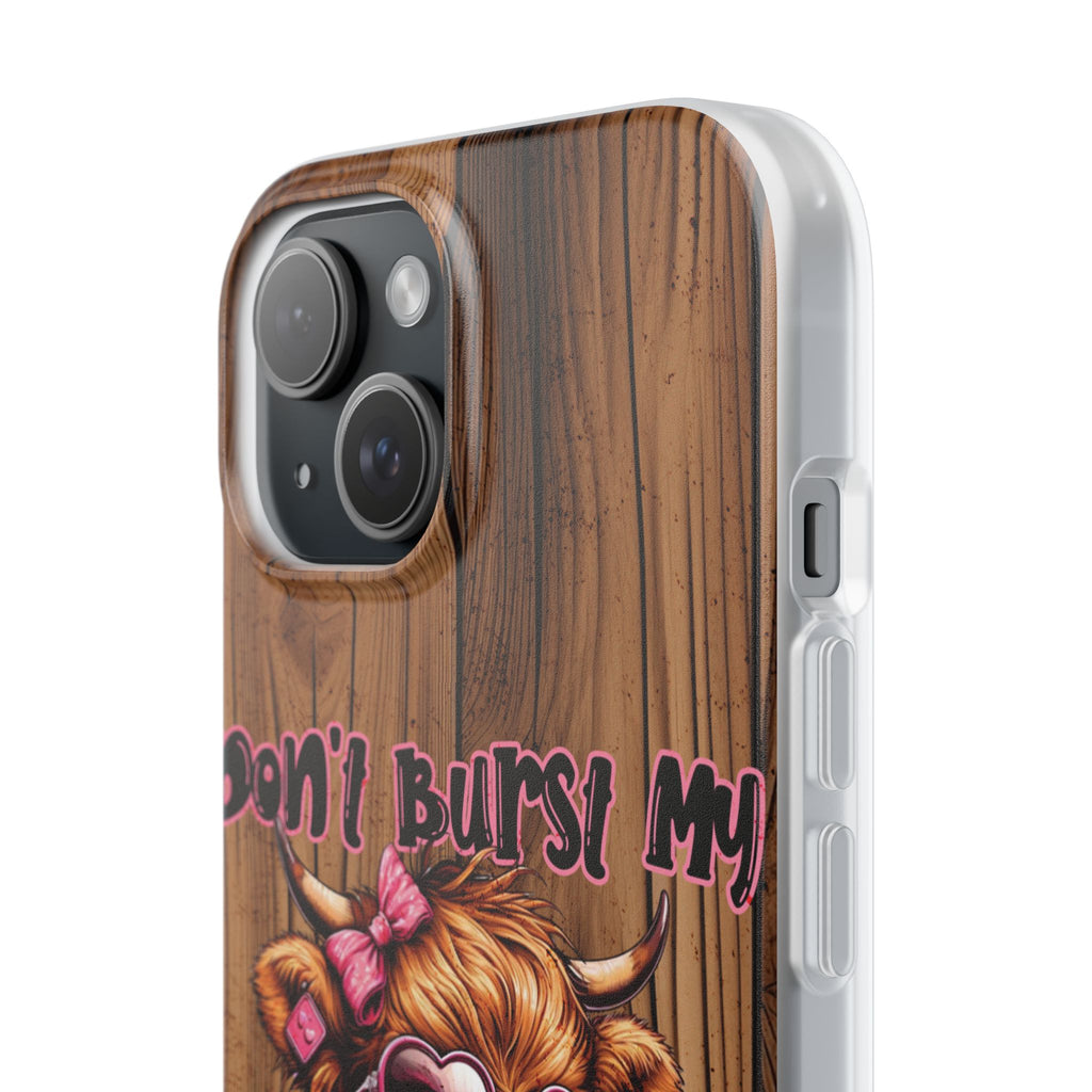 Phone Case — "Don't Burst My Bubble Hair" Cute Cow Bubblegum Design