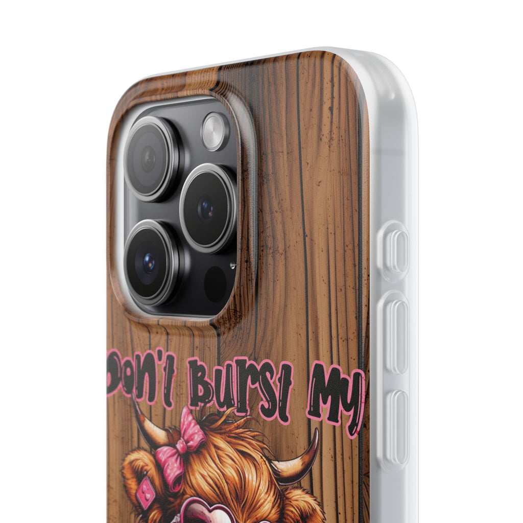 Phone Case — "Don't Burst My Bubble Hair" Cute Cow Bubblegum Design