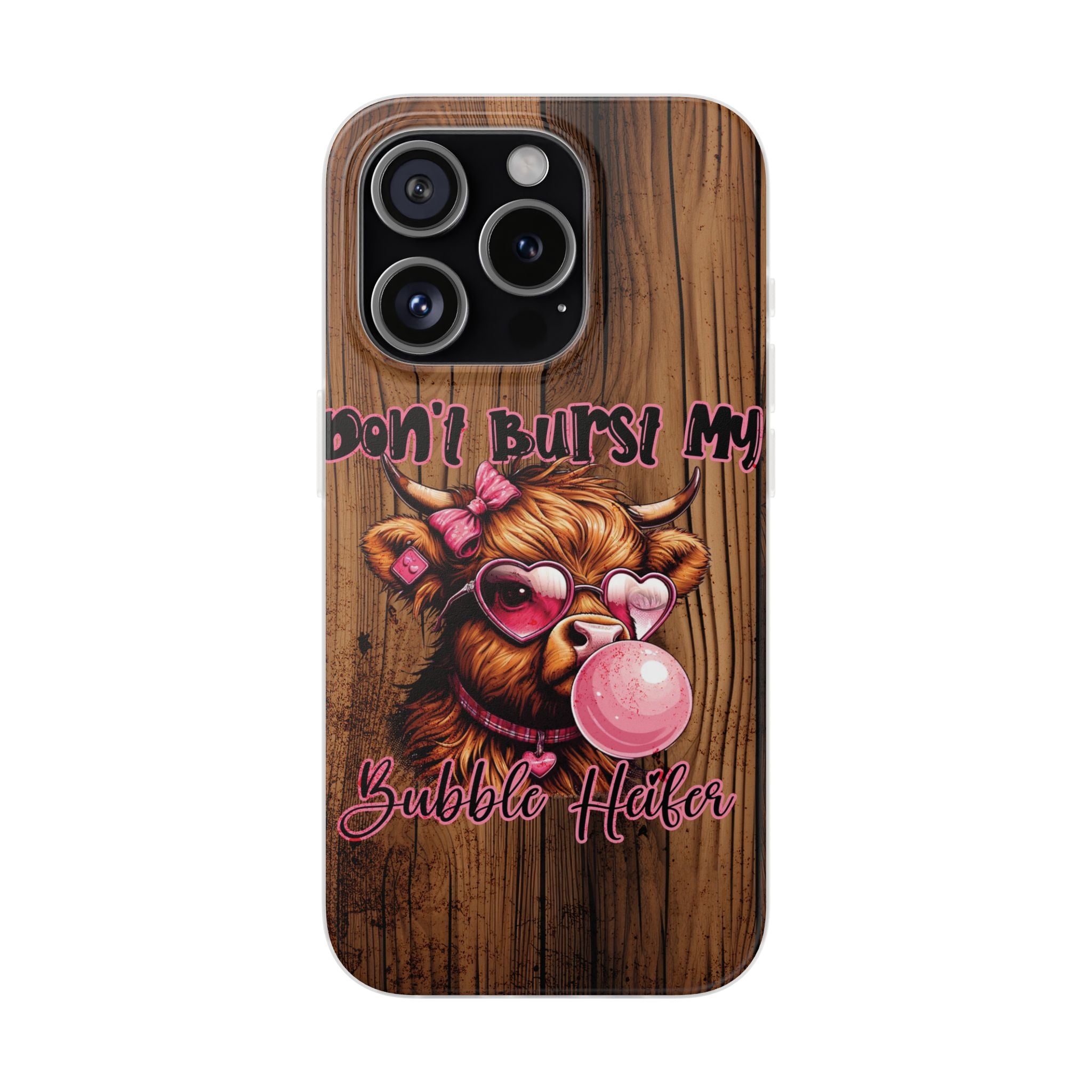 Phone Case — "Don't Burst My Bubble Hair" Cute Cow Bubblegum Design