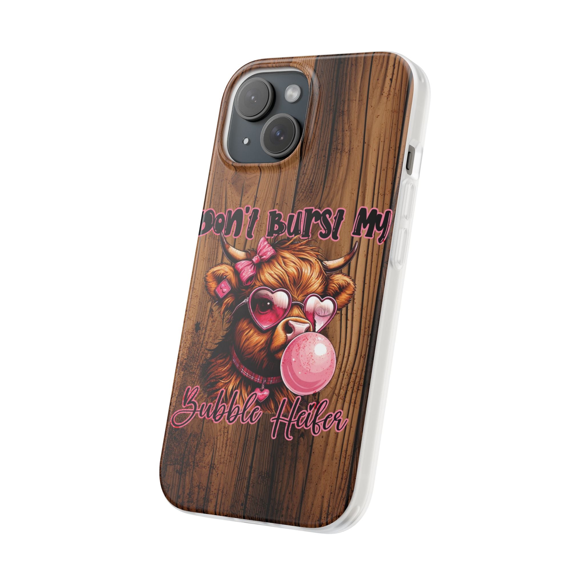 Phone Case — "Don't Burst My Bubble Hair" Cute Cow Bubblegum Design