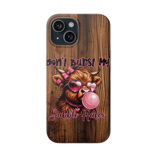 Phone Case — "Don't Burst My Bubble Hair" Cute Cow Bubblegum Design