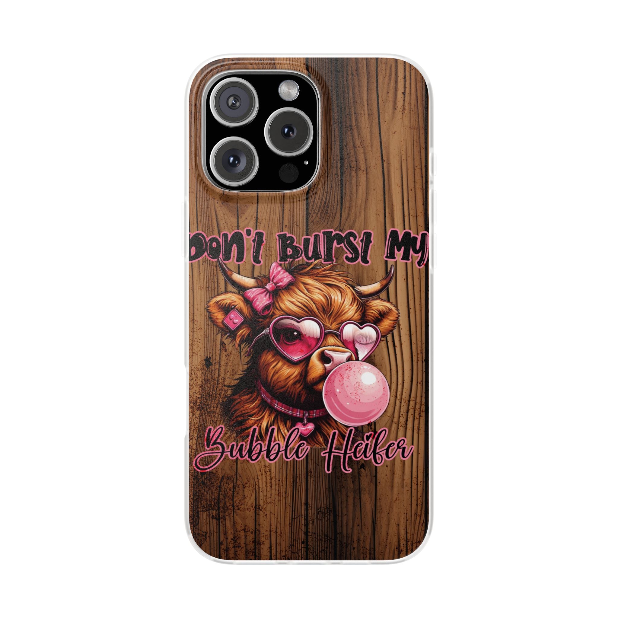 Phone Case — "Don't Burst My Bubble Hair" Cute Cow Bubblegum Design